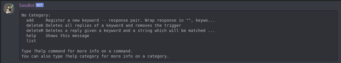 sassbot help